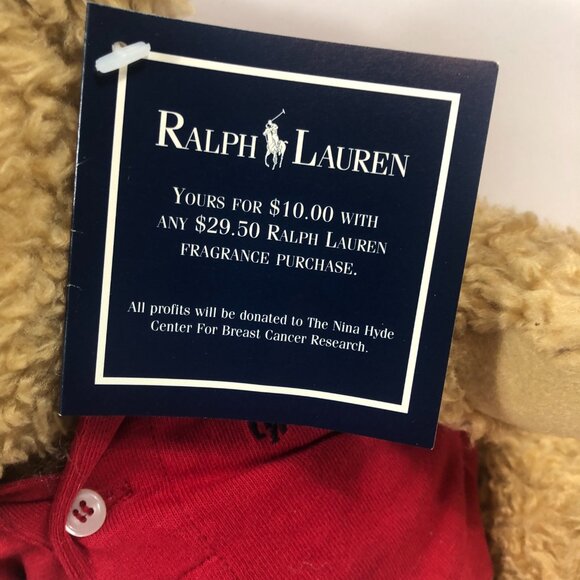 VINTAGE RALPH LAUREN  POLO JOINTED BEAR wearing polo red shirt 4 CANCER - Picture 2 of 12